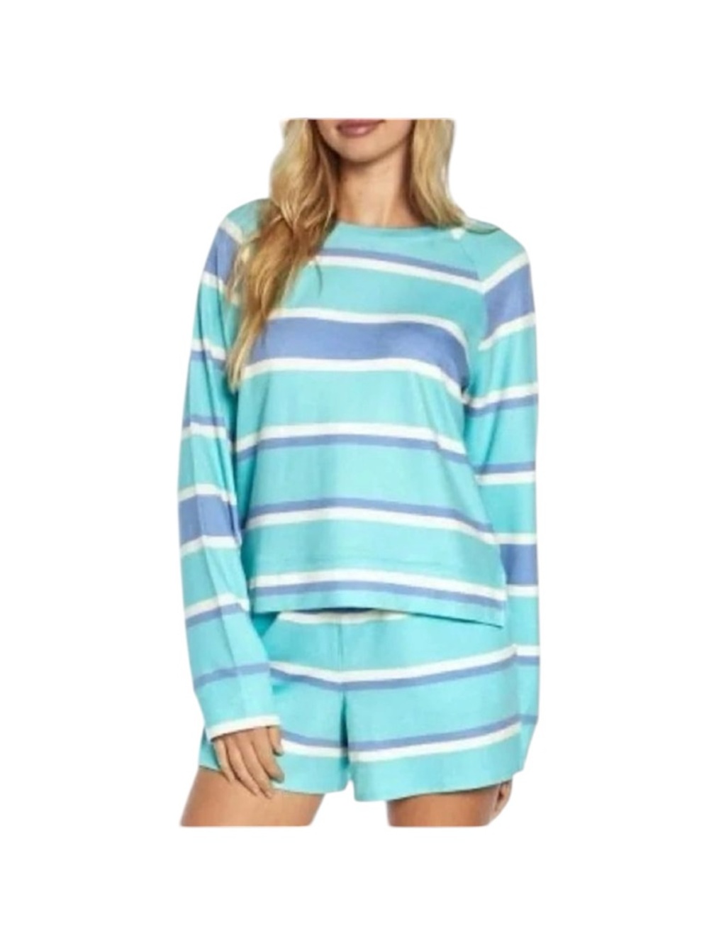 Wildfox Turquoise & Periwinkle Striped Lounge Set